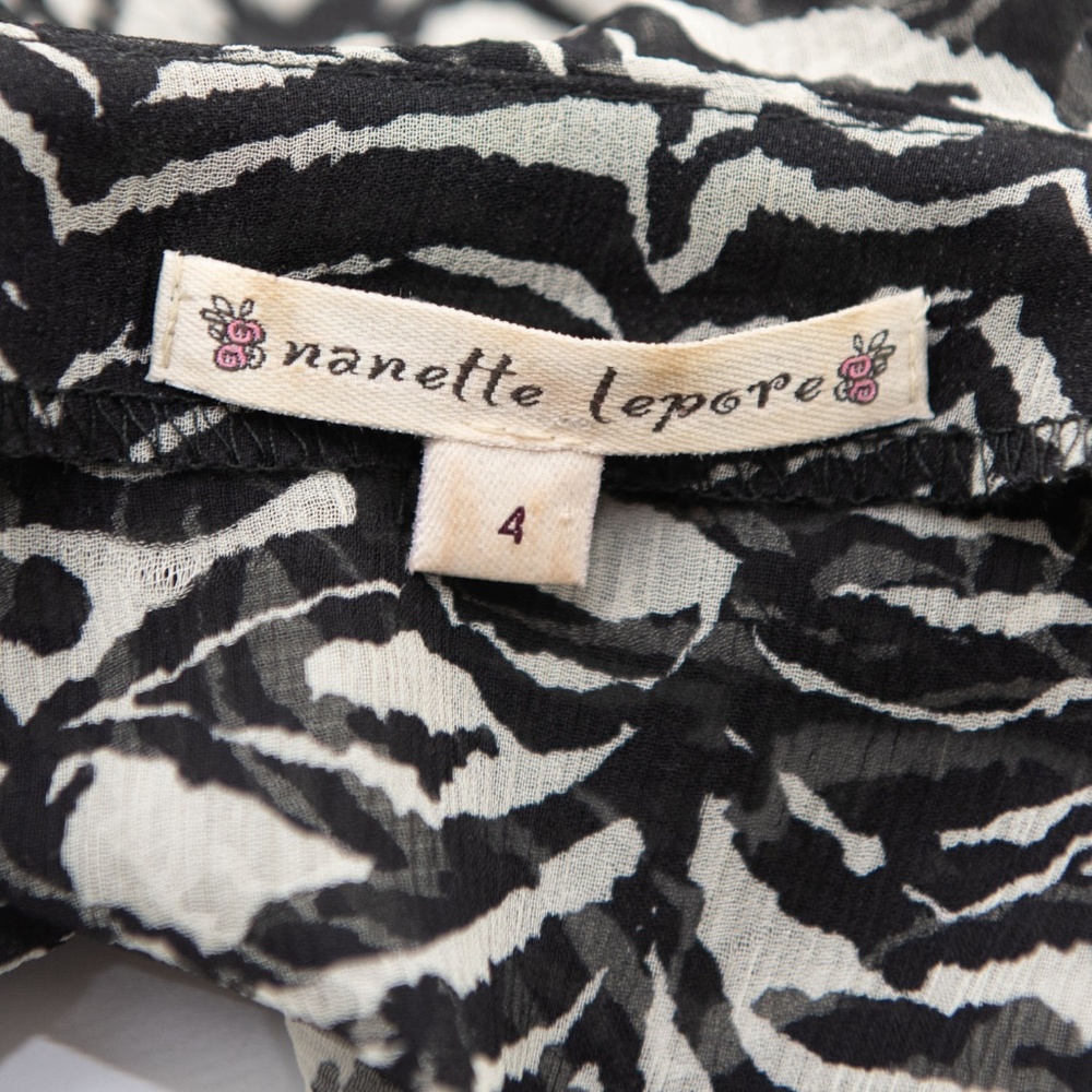 Nanette Lepore Sheer Zebra Print Blouse 4 Black_4